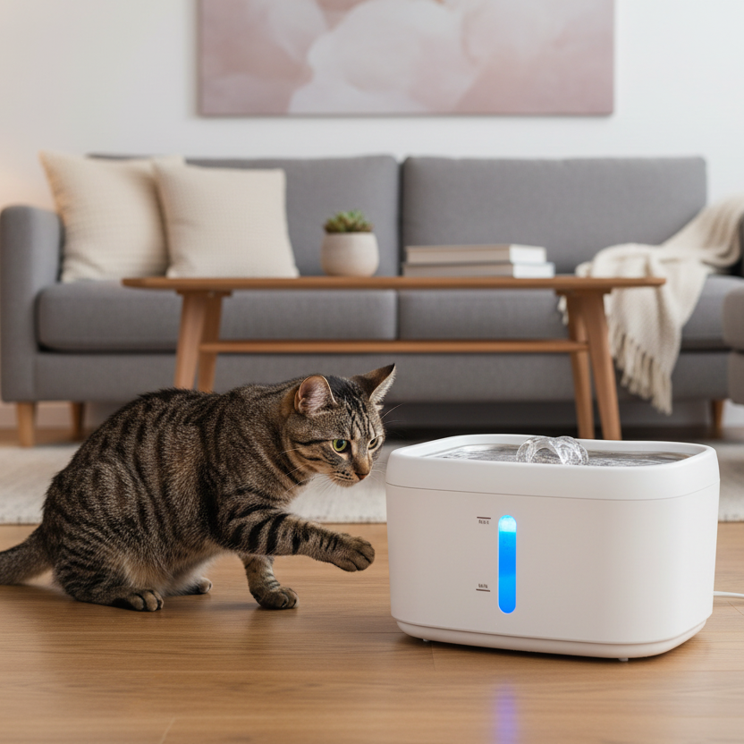 Fontaine à eau pour chat connectée WiFi app 2,5L capteur poids plateau inox Auralis
