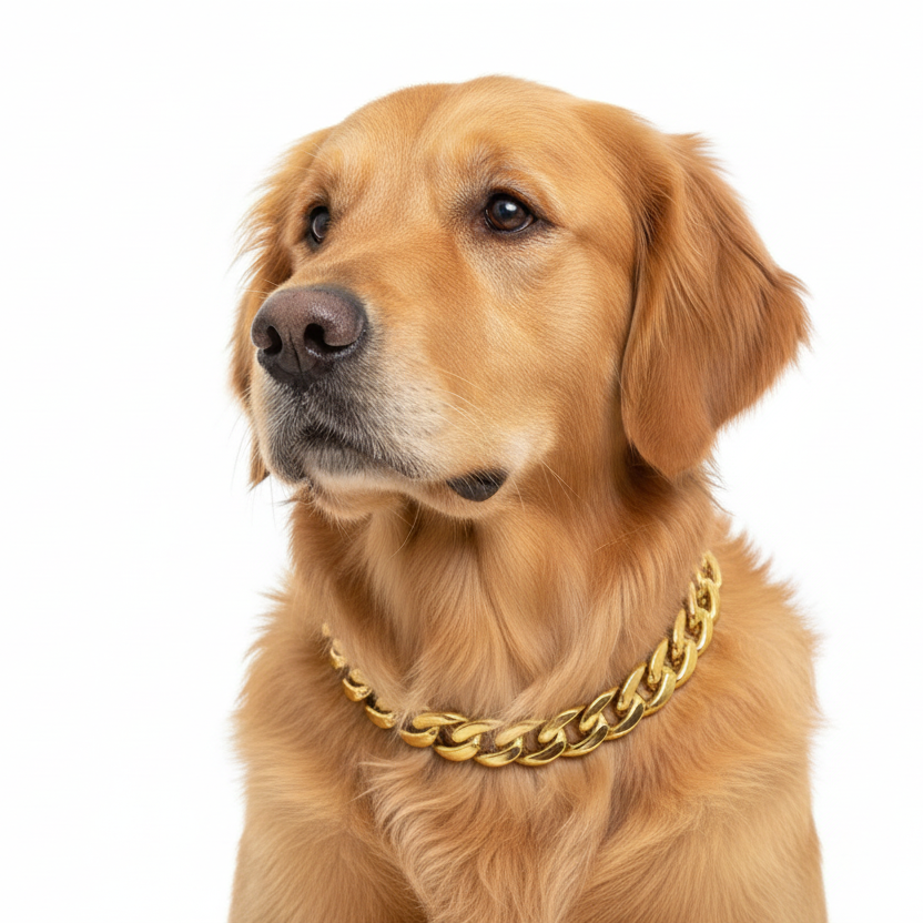 Collier chaîne en métal doré argenté pour chien et chat style cubain Auralis