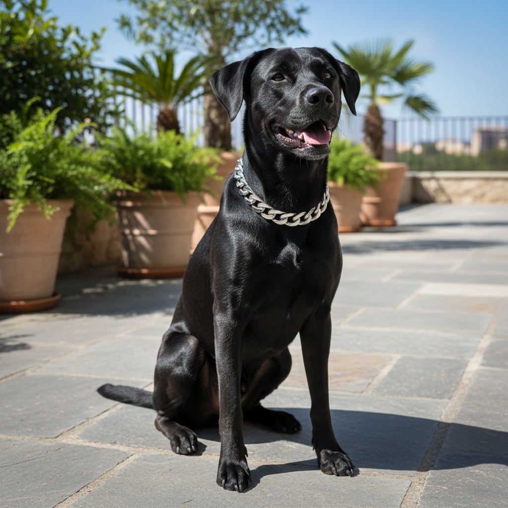 Collier chaîne en métal doré argenté pour chien et chat style cubain Auralis