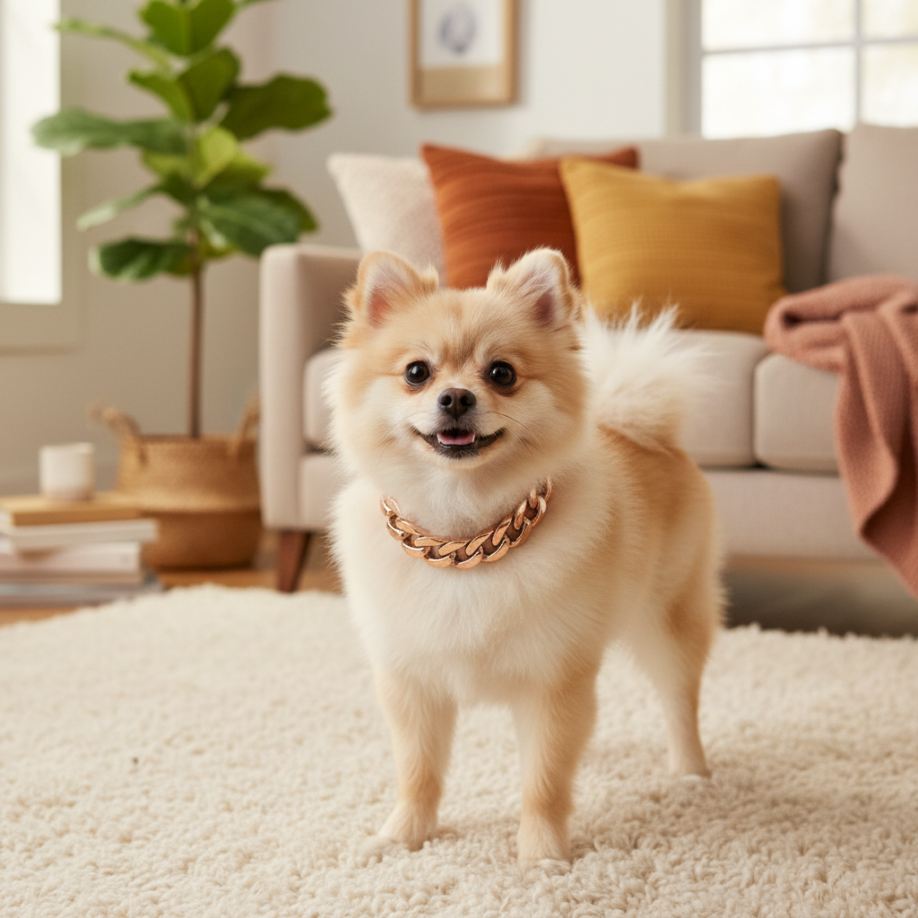 Collier chaîne en métal doré argenté pour chien et chat style cubain Auralis