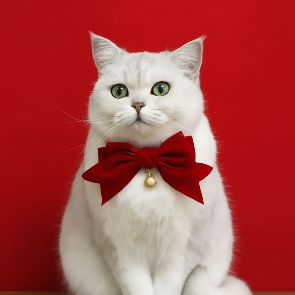 Collier velours avec grand nœud papillon et clochette pour chat et chaton Auralis