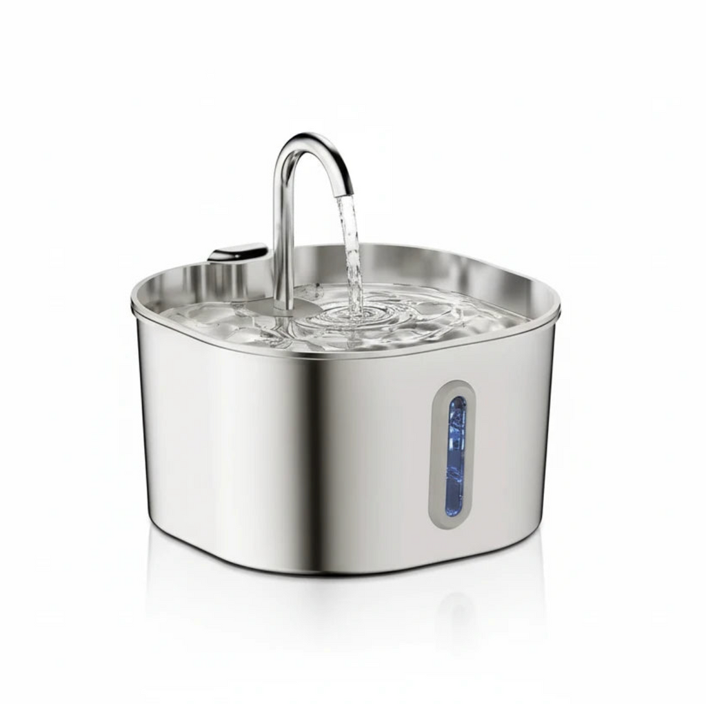Fontaine à eau pour chat chien inox silencieuse fenêtre visuelle filtration Auralis