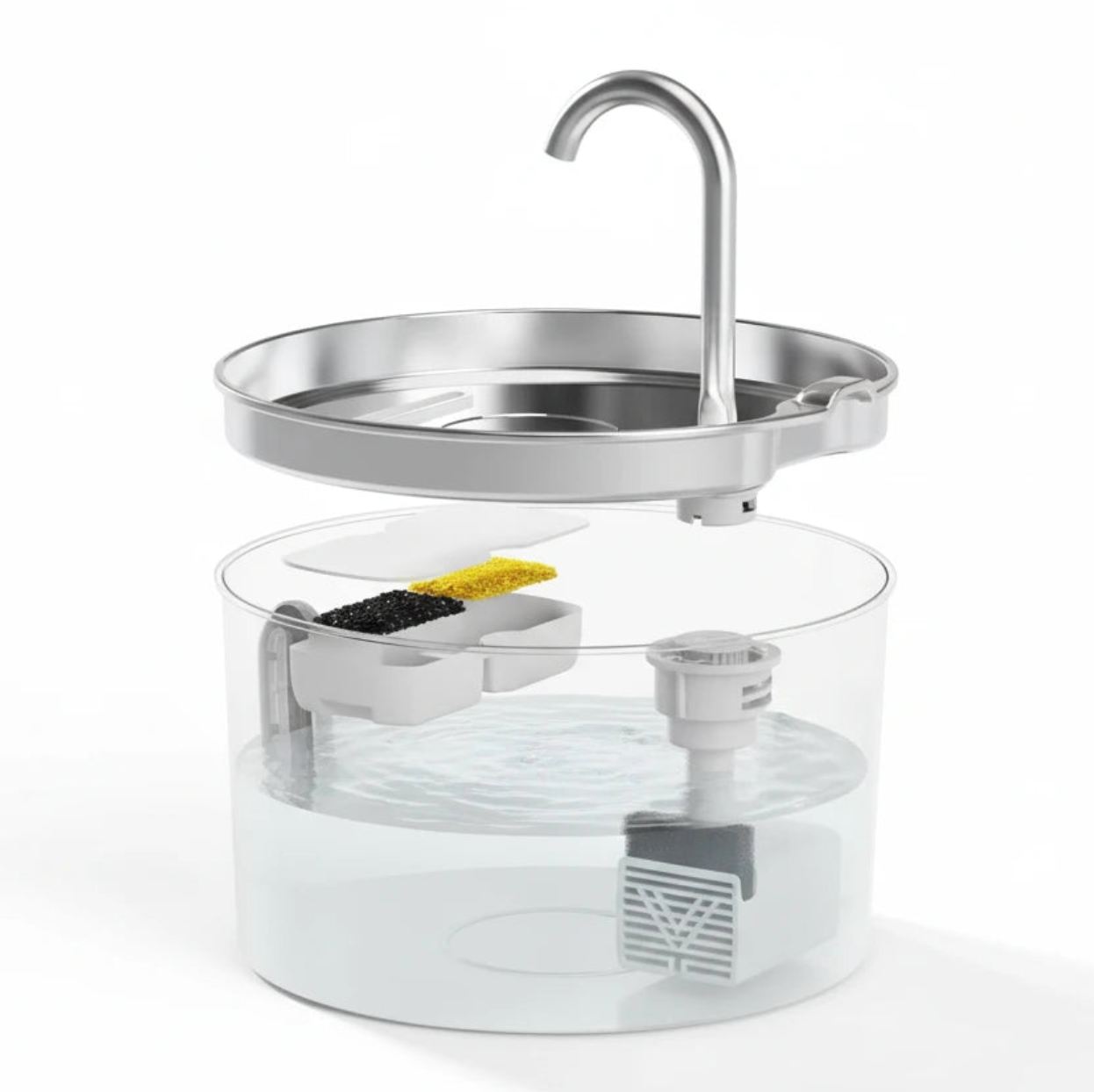 Fontaine à eau pour chat chien inox silencieuse fenêtre visuelle filtration Auralis