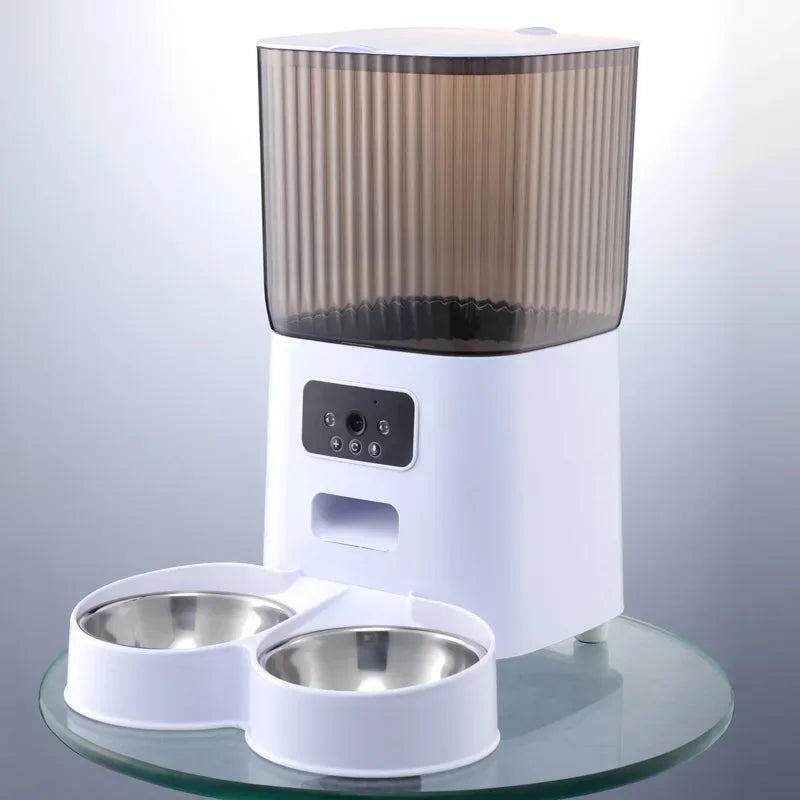 5L Double Bowls Smart Automatic Cat Feeder With Camera Cat Dry Food Video Dispenser Pet Smart Voice Recorder Auto Feeder For Dog Auralis