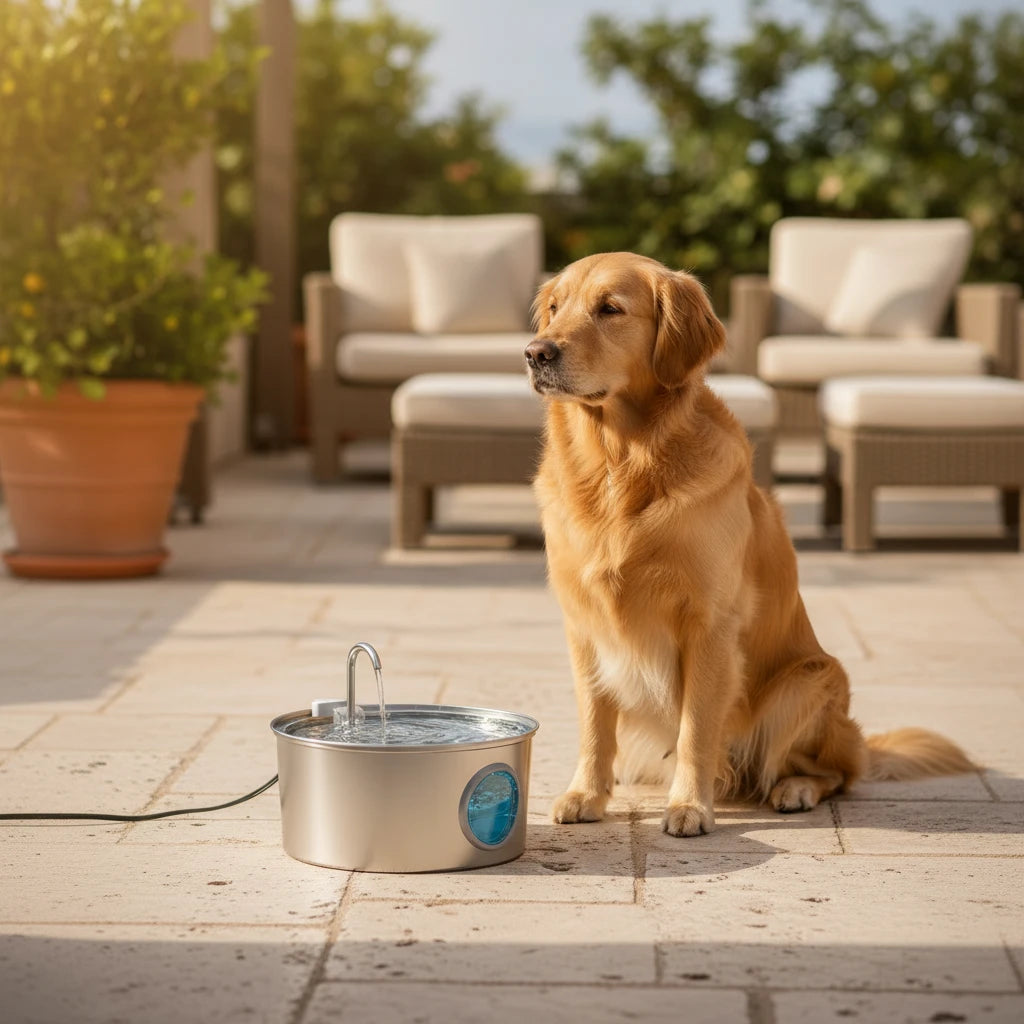 7L Large Capacity Stainless Steel Cat Water Fountain Dog Pet Automatic Drink Fountain Feeder Bowl Window Silent (No 5V 1A Plug) Auralis