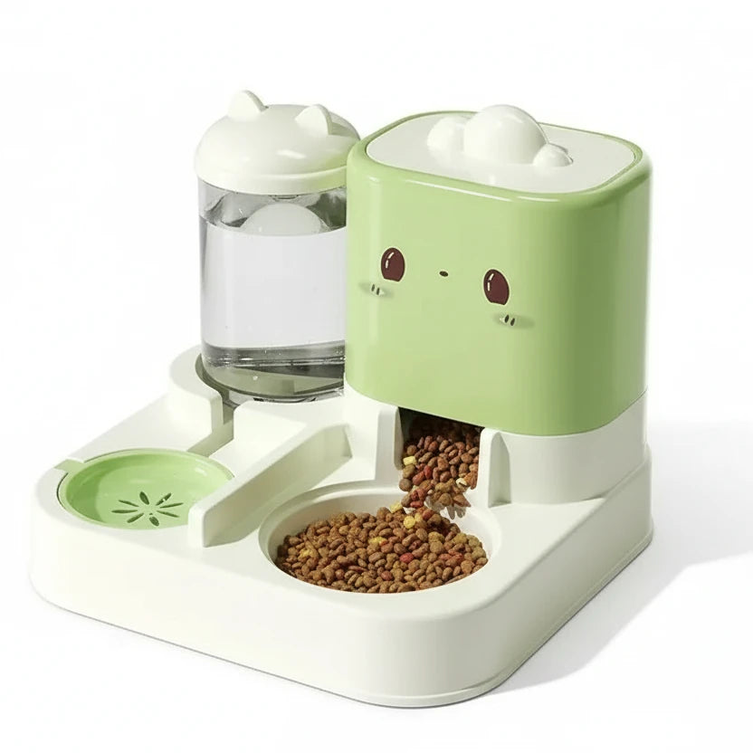 Cute Smiling Cat Automatic Feeder And Water Dispenser Pet Supplies Feeding Organizer Suitable for Cats And Small Dogs Auralis