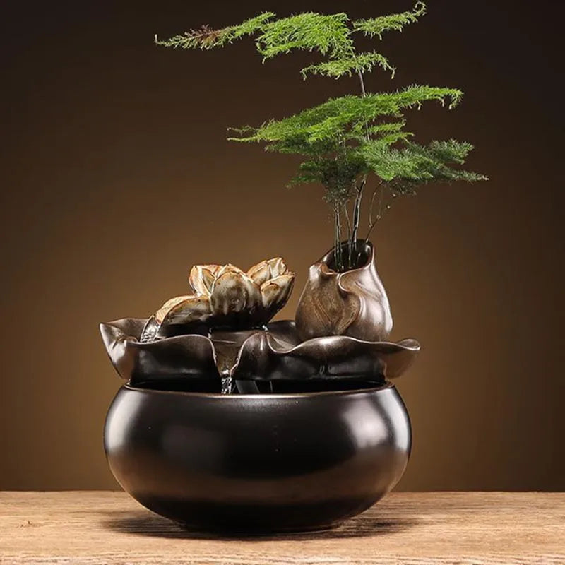 Ceramic Cat Water Fountain Indoor Decor Zen Drinker For Cat Desktop Waterfall Dog Waterer Fish Tank Landscape Decor Pet Fountain Auralis