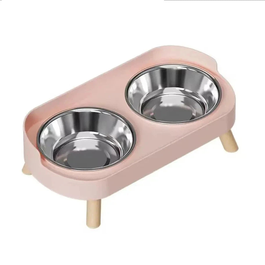 Dopamine Colorful Elevated Pet Feeder: Dual Stainless Steel Bowls with Neck Support - Fashion Food & Water Station for Pets Auralis