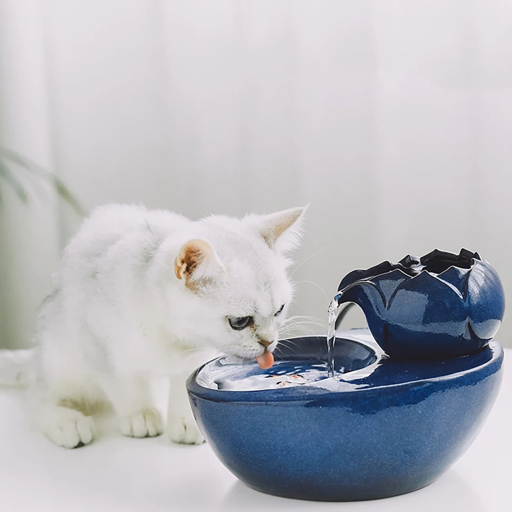 Cat Dog Pet Automatic Drinking Fountain Ceramic Aut Bowl Water Fountain Dispenser Pet Electric Watering Supplies Food Bowl Auralis
