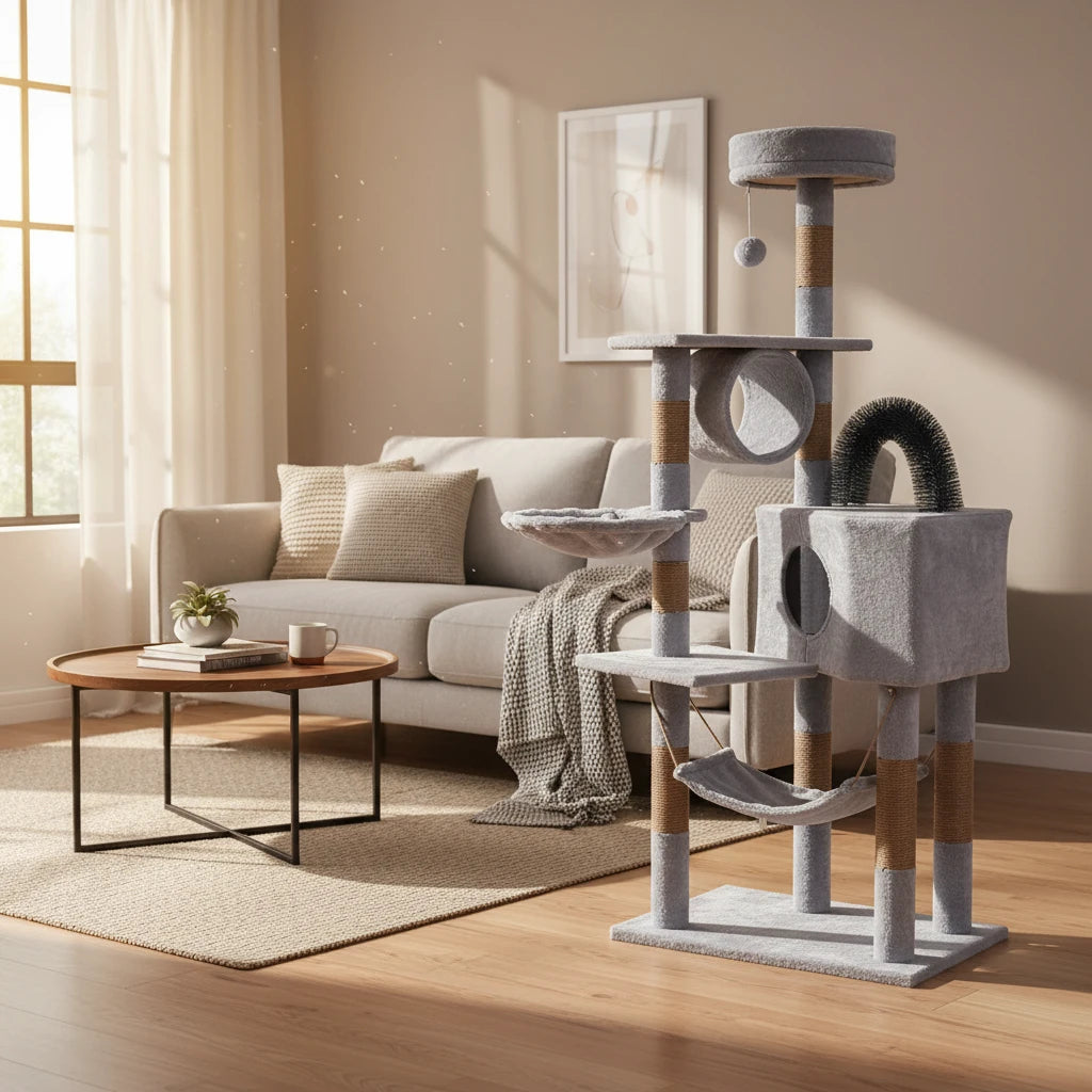 Large Cat Tree Tower with Multiple Hamocks, Scratch Tower, Villa Training Aids, Furniture, Pet Products Supplies Auralis
