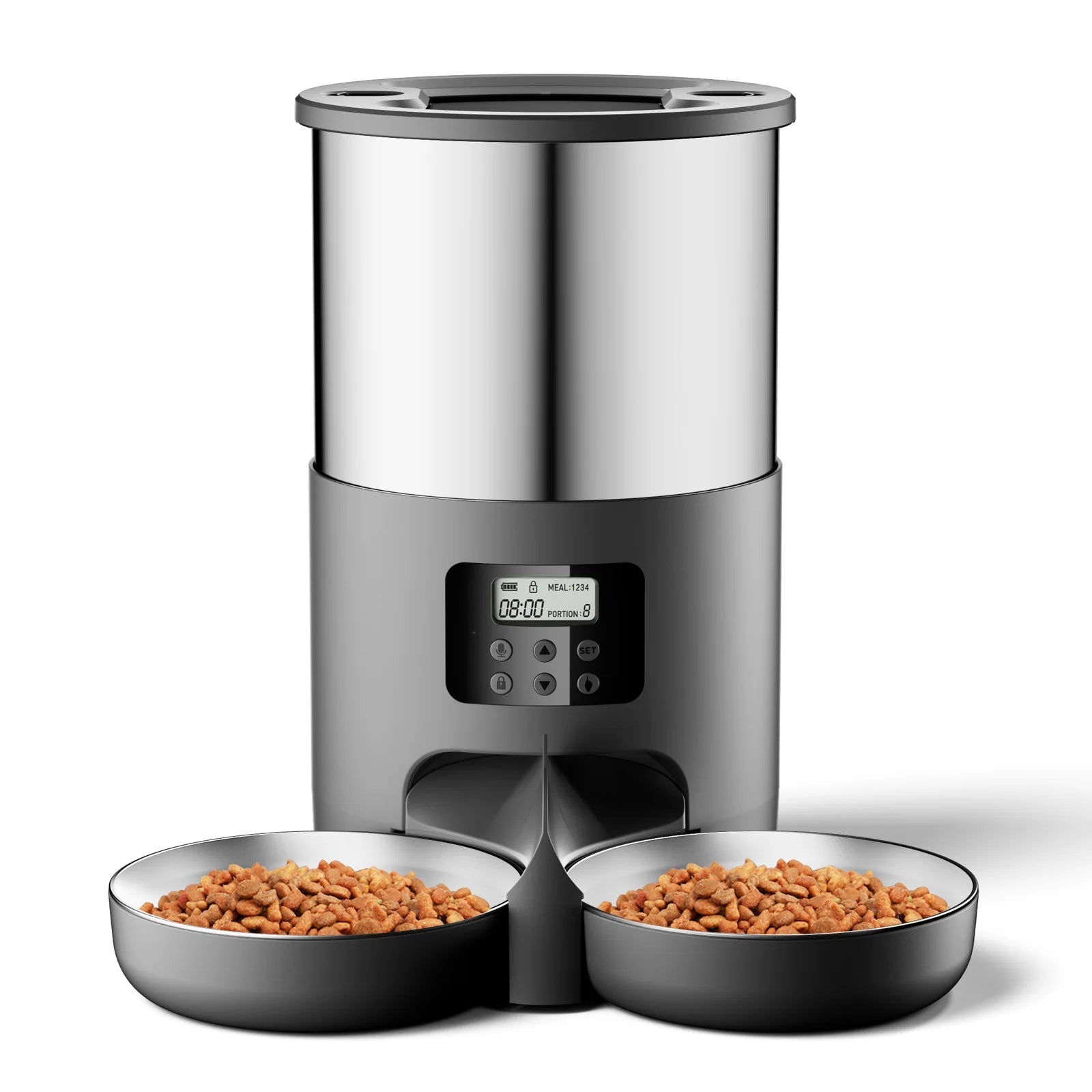 4L Large Capacity APP Pet Feeder Large Capacity Stainless Steel Food Bucket Automatic Cat and Dog Feeding Bowl Auralis