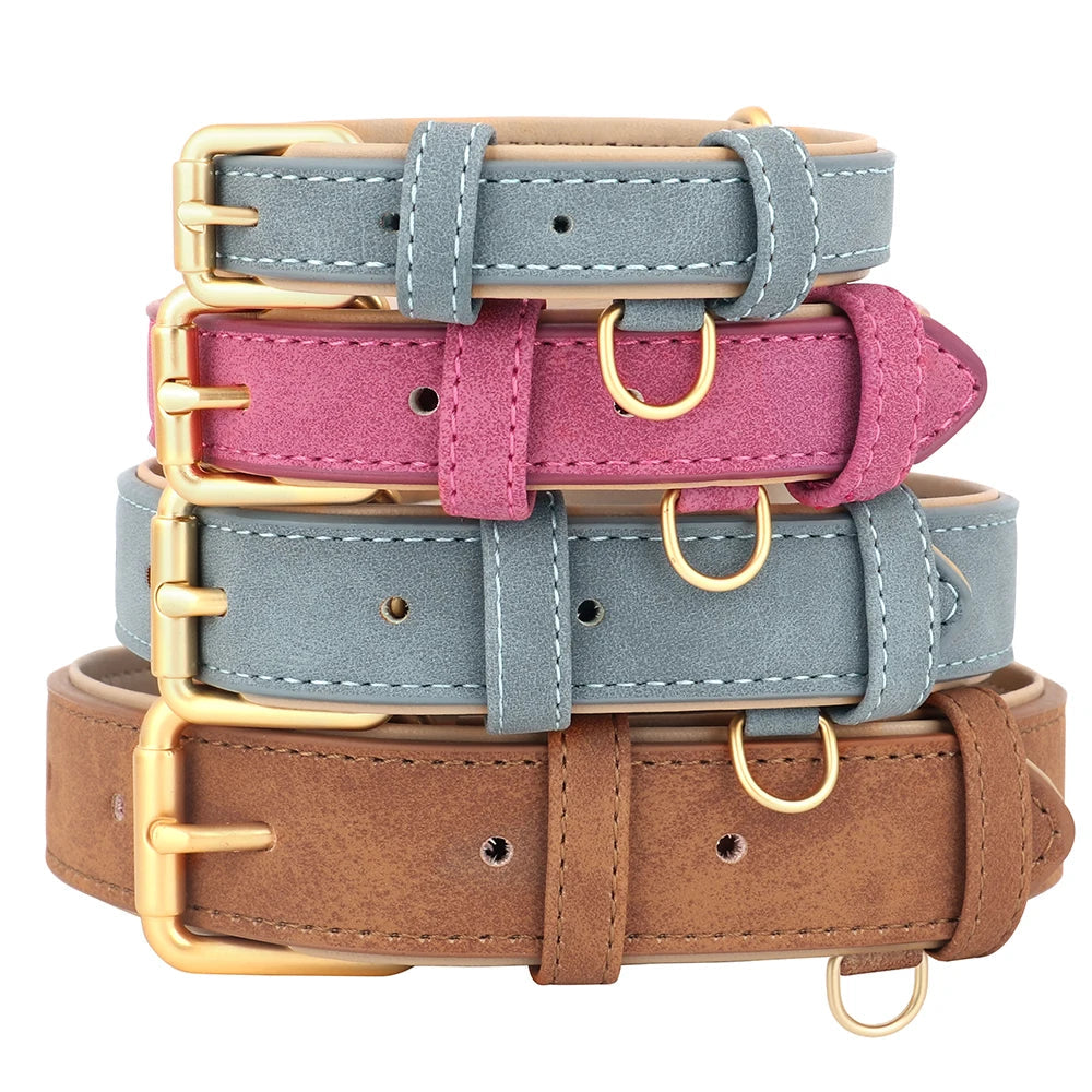 Soft Leather Padded Dog Collar Adjustable Durable Dog Collars For Small Medium Dogs Perro Bulldog Pug Pitbull Pet Accessories Auralis