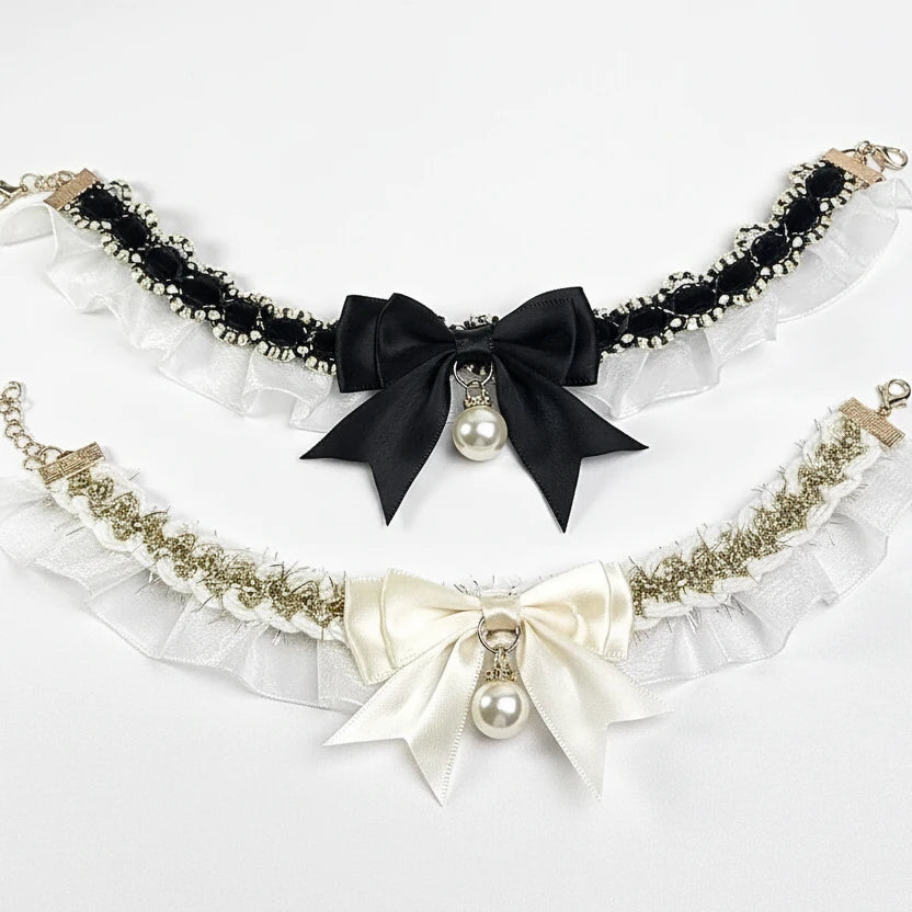 Pet Dog Cat Collar Cute Lace Bow Cat Collar Adjustable Cat Necklace Jewelry Sweet Neck Decorative Pet Accessories Pet Supplies Auralis