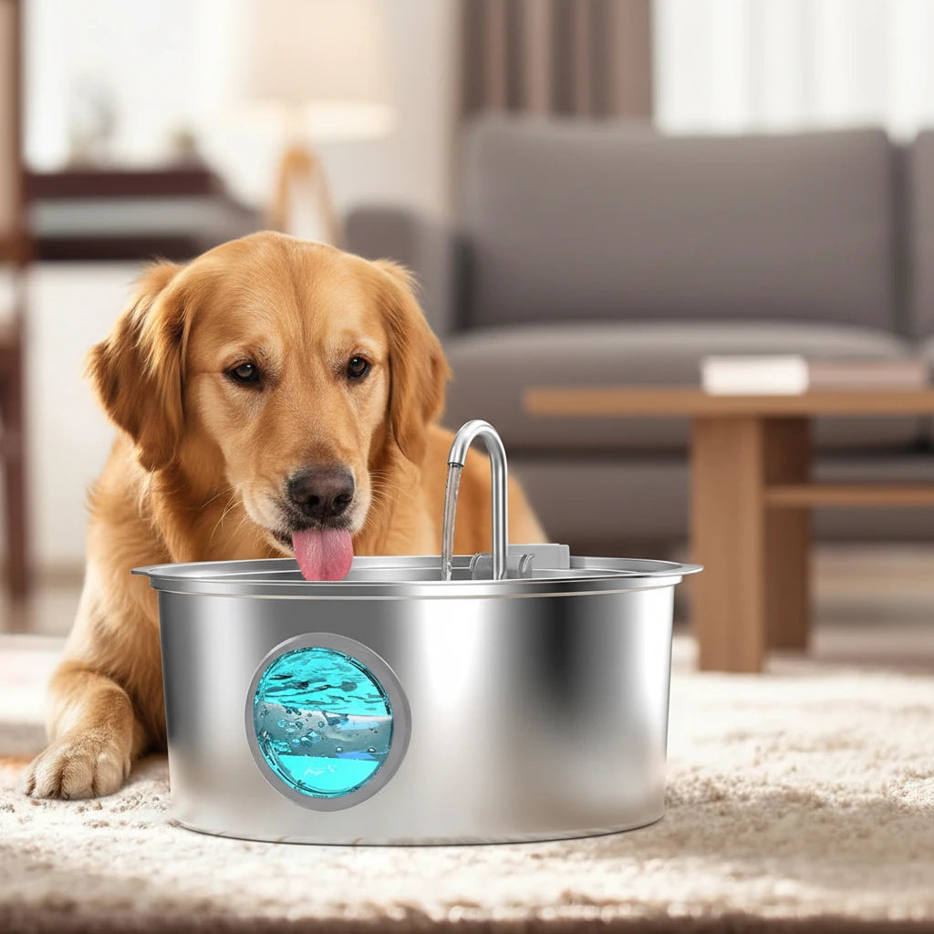 7L Large Capacity Stainless Steel Cat Water Fountain Dog Pet Automatic Drink Fountain Feeder Bowl Window Silent (No 5V 1A Plug) Auralis