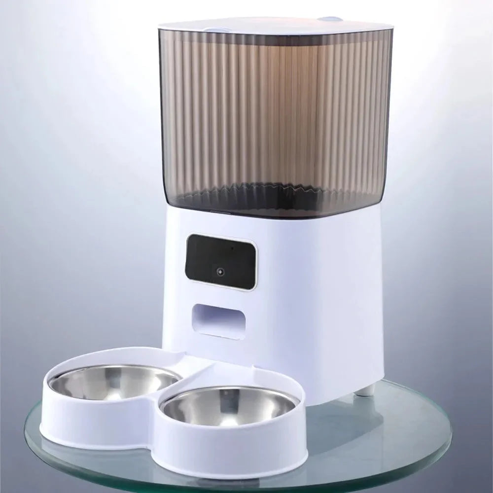 5L Double Bowls Smart Automatic Cat Feeder With Camera Cat Dry Food Video Dispenser Pet Smart Voice Recorder Auto Feeder For Dog Auralis
