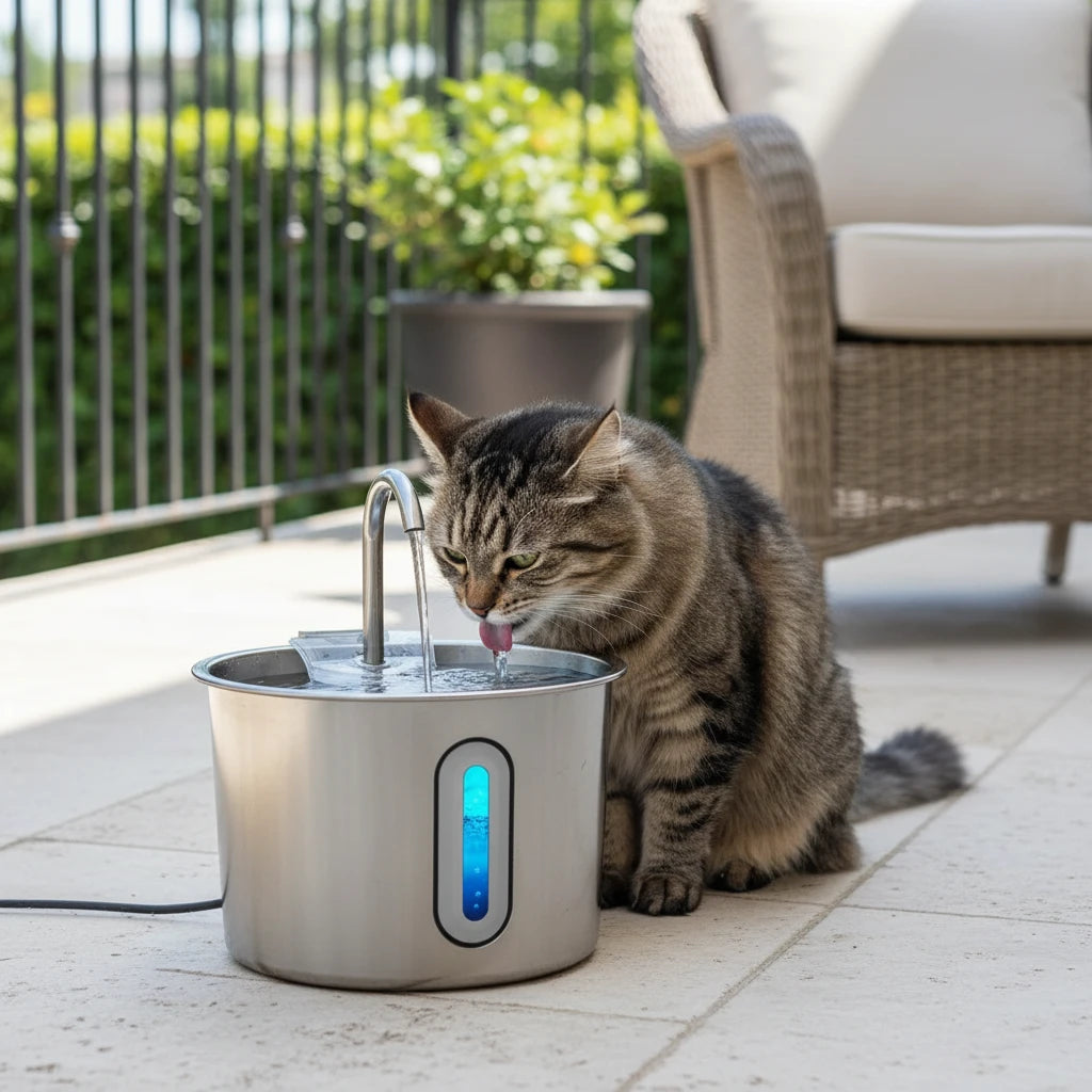 Stainless Steel Cat Water Fountain 2.2L/75oz Pet Automatic Water Dispenser for Dog Cat Drinking Pet supplies Filter System Auralis