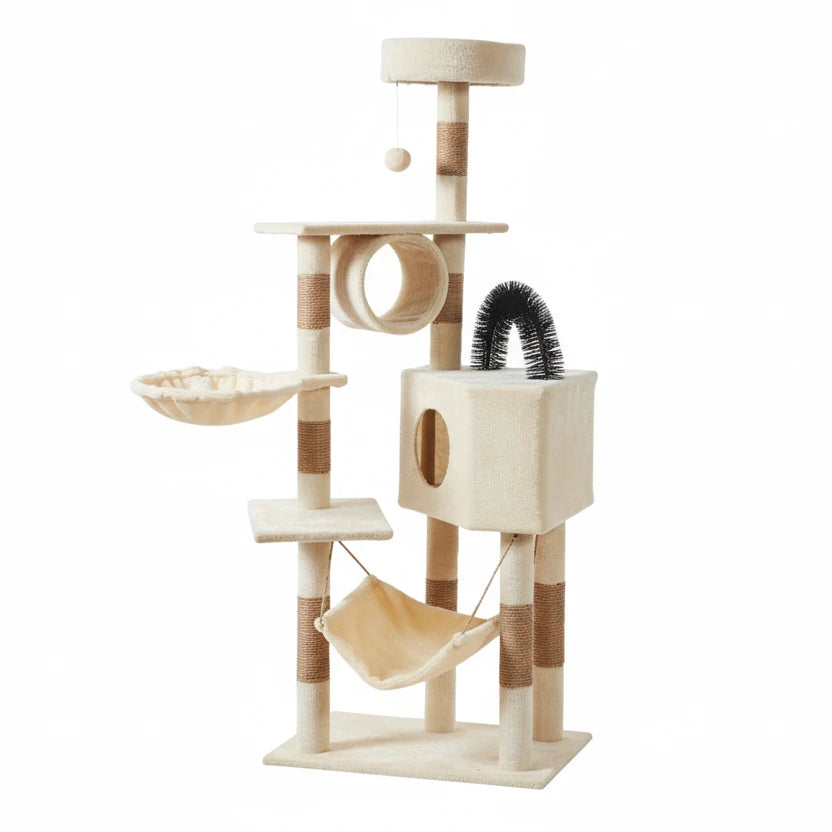 Large Cat Tree Tower with Multiple Hamocks, Scratch Tower, Villa Training Aids, Furniture, Pet Products Supplies Auralis