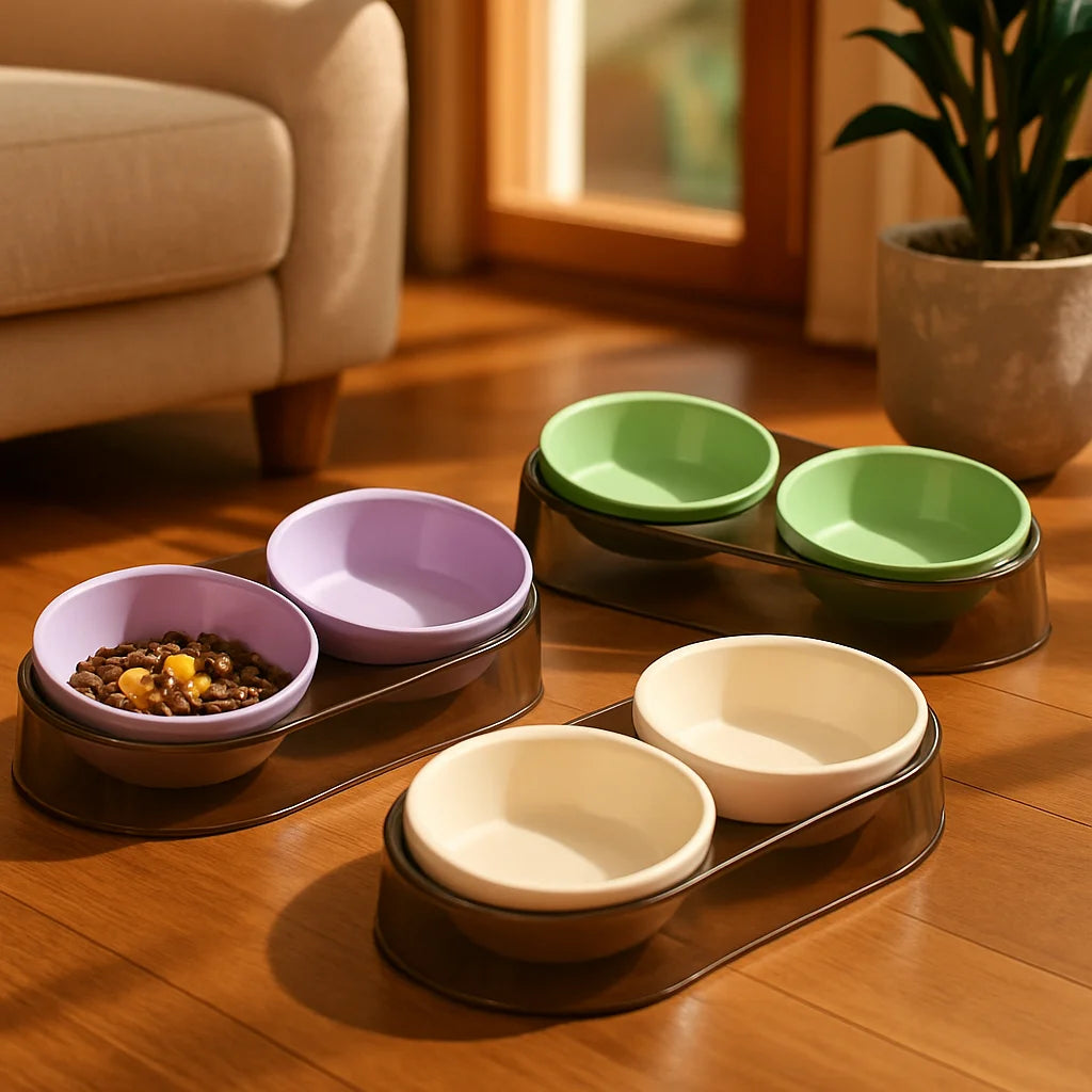Durable Elevated Dual Bowl Feeder | Raised Pet Feeding Station with Non-Slip Stand, Easy Feeding for Cats & Small Dogs Auralis