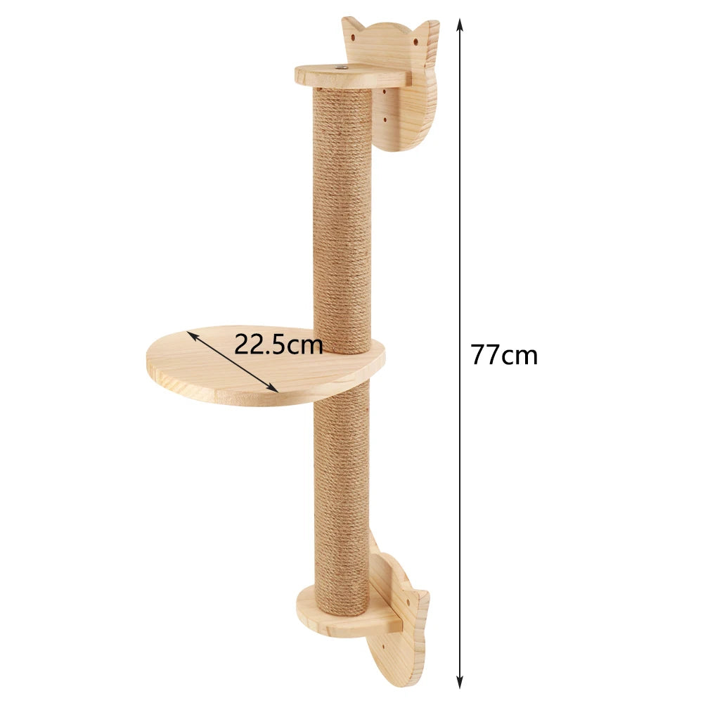 Wall Mounted Cat Tree Wooden Shelves Scratching Posts Climbing Cat tower Hammock With Solid Floating Perches Steps and Ladder Auralis