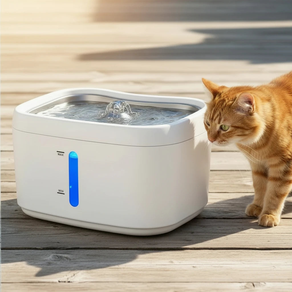 Cat Water Fountain with APP Wireless Connected 84oz/2.5L Automatic Pet Water Fountain with Stainless Steel Tray Weight Sensor Auralis