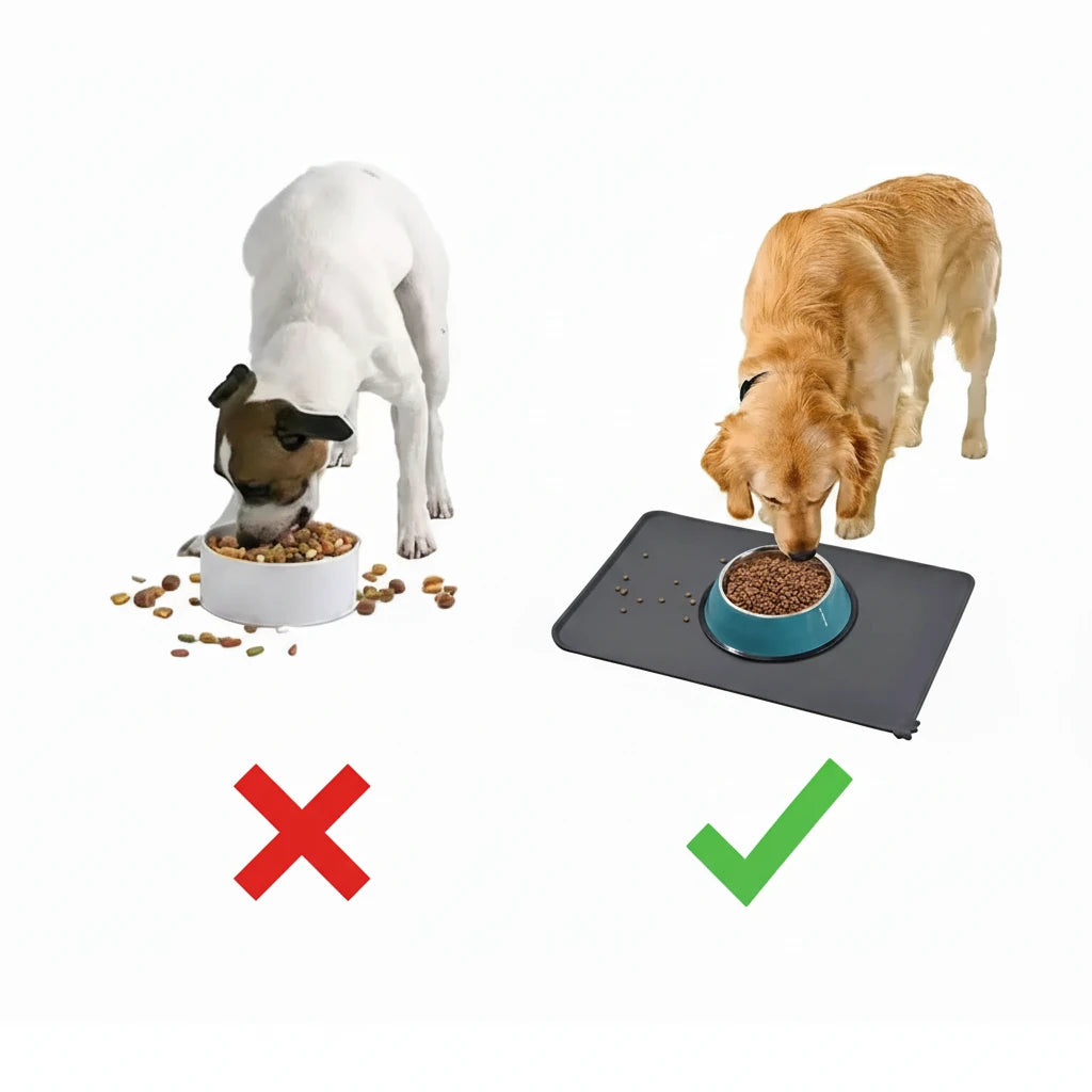 Cat Dog Food Mat For Pet Feeding Bowl Floors Waterproof Non Slip, Silicone Pet Bowl Mat - High-Lipped, Non-Stick, Waterproof Pad Auralis