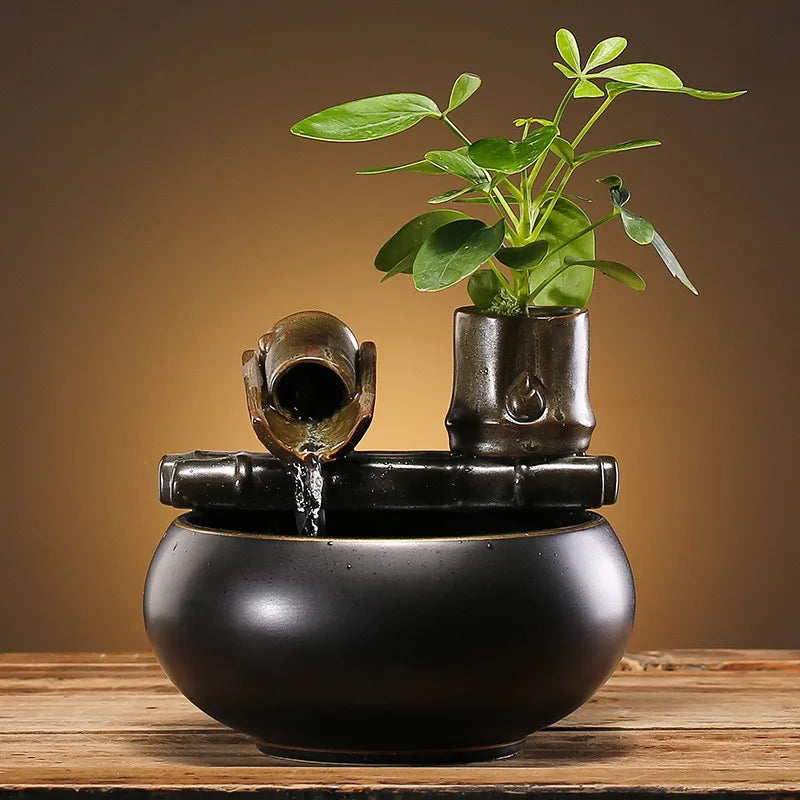Ceramic Cat Water Fountain Indoor Decor Zen Drinker For Cat Desktop Waterfall Dog Waterer Fish Tank Landscape Decor Pet Fountain Auralis