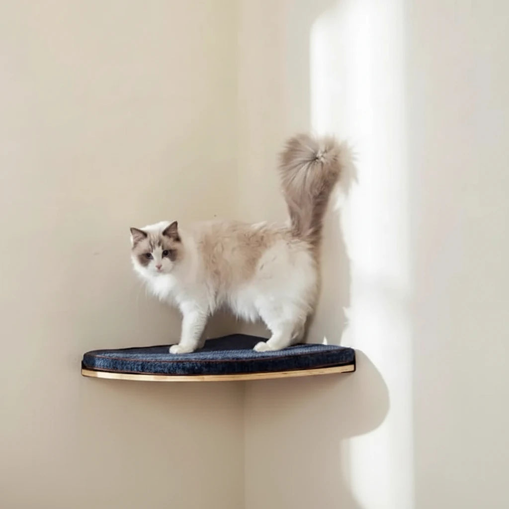 Wall Mounted Cat Tree Wooden Shelves Scratching Posts Climbing Cat tower Hammock With Solid Floating Perches Steps and Ladder Auralis