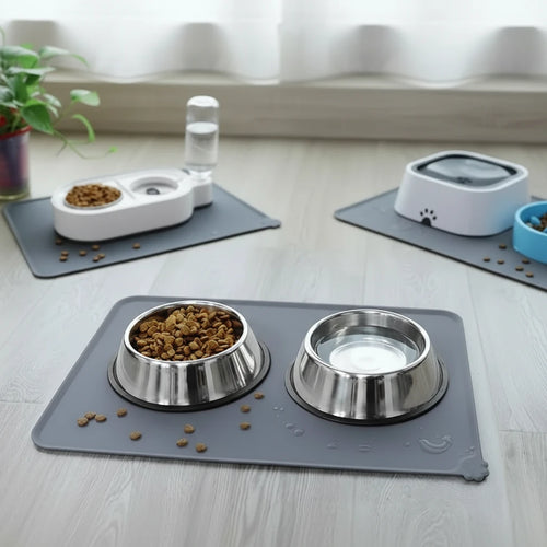 Cat Dog Food Mat For Pet Feeding Bowl Floors Waterproof Non Slip, Silicone Pet Bowl Mat - High-Lipped, Non-Stick, Waterproof Pad Auralis