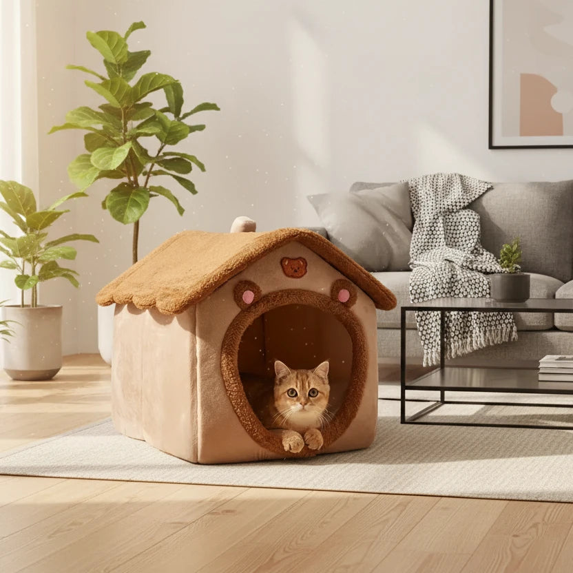 Foldable Pet House Removable Washable Cat House Puppy Cave Sofa Pet Bed House for Extra Small Dogs and Small and Medium Cats Auralis