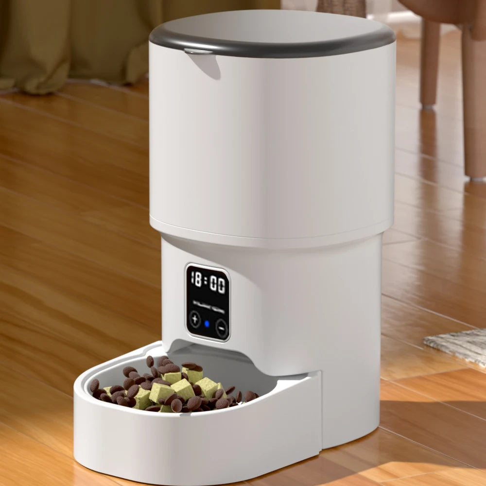4L WIFI Button Automatic Cat Feeder Intelligent Cat and Dog Pet Feeder Smart Pet Cat Food Dispenser Pet Feeder(No 5V 1A plug) Auralis