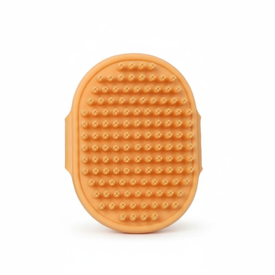Cat Grooming Comb Dog Bath Brush Pet Grooming Shedding Soothing Massage Rubber Bristles Comb with Adjustable Ring Handle Auralis