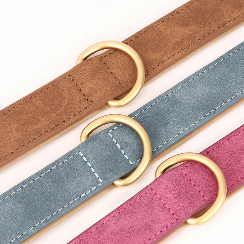Soft Leather Padded Dog Collar Adjustable Durable Dog Collars For Small Medium Dogs Perro Bulldog Pug Pitbull Pet Accessories Auralis