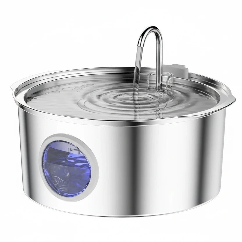 7L Large Capacity Stainless Steel Cat Water Fountain Dog Pet Automatic Drink Fountain Feeder Bowl Window Silent (No 5V 1A Plug) Auralis