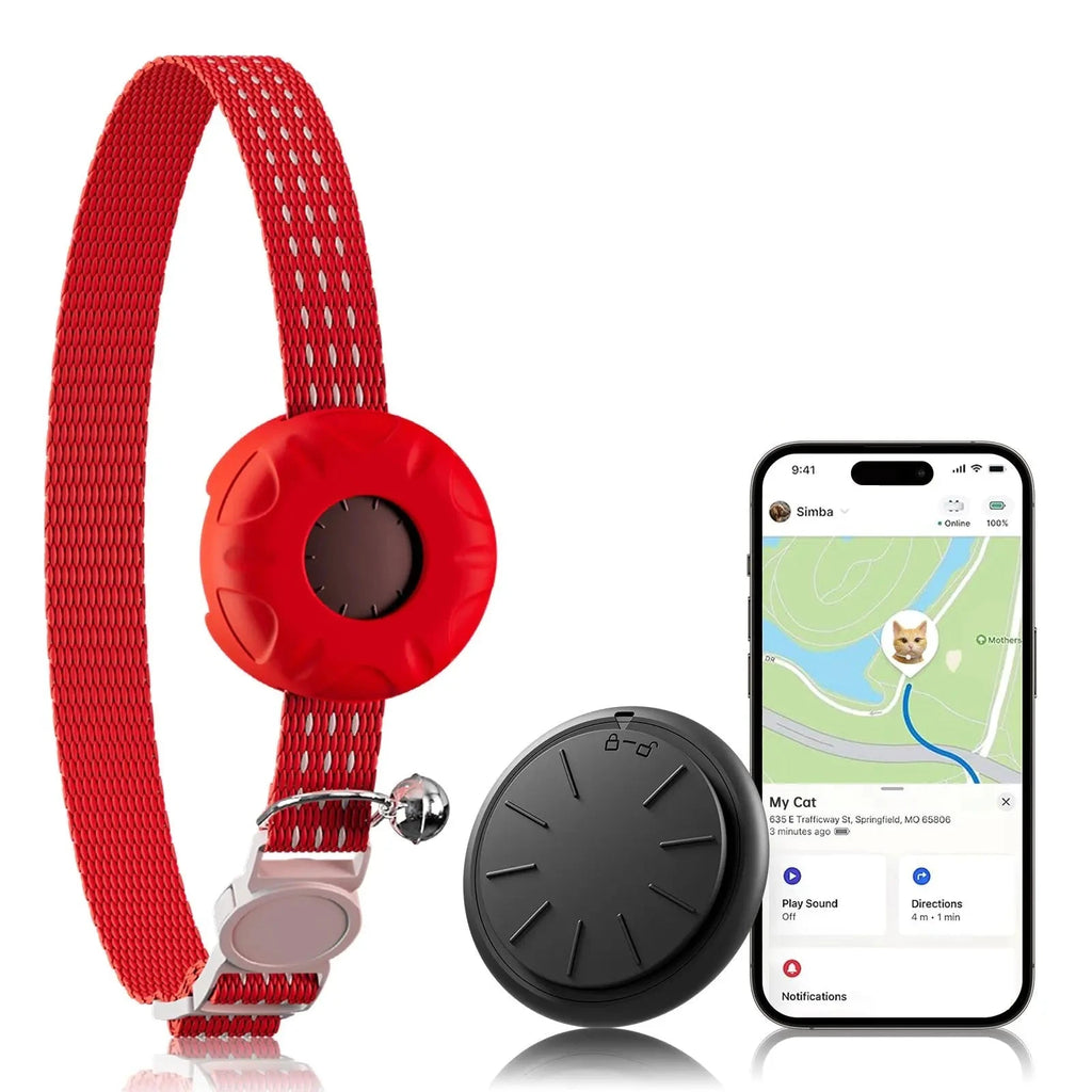 GPS Tracker, Waterproof Pet Tracker for Cats, Cat GPS Tracker Collar with Safety Elastic Buckle (Only iOS), No Monthly Fee Auralis