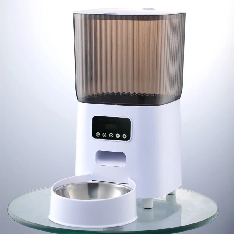 5L Pet Feeder with Camera Automatic Cat Feeder Smart Dog Food Dispenser WiFi Timing Stainless Steel Feeding Bowl（No 5V 2A Plug） Auralis