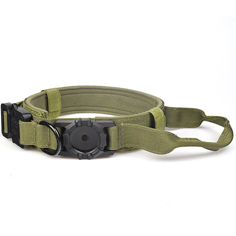 Tactical AirTag Dog Collar, with AirTag Holder and Handle Military Dog Metal Buckle Adjustable GPS Collar for Medium Large Dogs Auralis