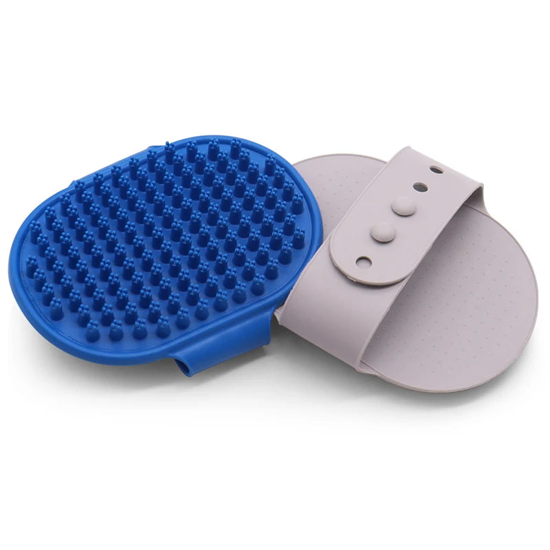 Cat Grooming Comb Dog Bath Brush Pet Grooming Shedding Soothing Massage Rubber Bristles Comb with Adjustable Ring Handle Auralis