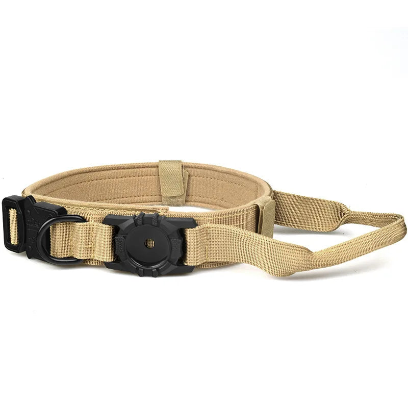Tactical AirTag Dog Collar, with AirTag Holder and Handle Military Dog Metal Buckle Adjustable GPS Collar for Medium Large Dogs Auralis