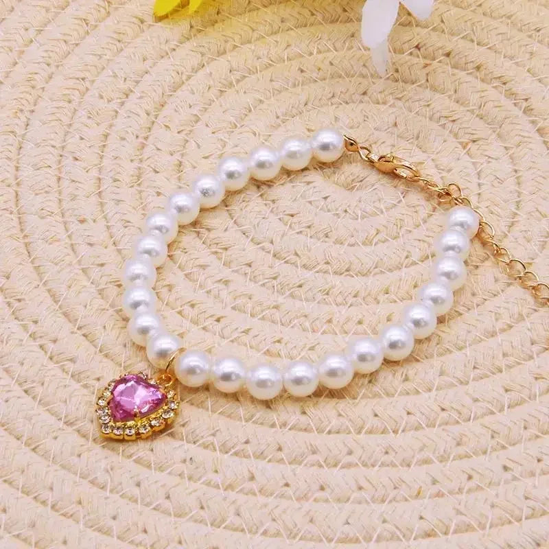 Pet Pearl Collar Dog Princess Necklace Cat Jewelry Cute Collar Puppy Accessories Dog Kitten Chain Chihuahua Wedding Jewelry Gift Auralis
