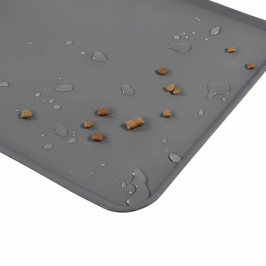 Cat Dog Food Mat For Pet Feeding Bowl Floors Waterproof Non Slip, Silicone Pet Bowl Mat - High-Lipped, Non-Stick, Waterproof Pad Auralis