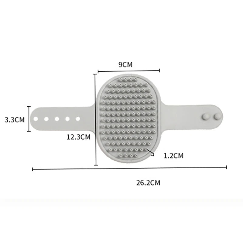 Cat Grooming Comb Dog Bath Brush Pet Grooming Shedding Soothing Massage Rubber Bristles Comb with Adjustable Ring Handle Auralis
