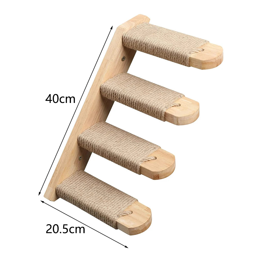 Wall Mounted Cat Tree Wooden Shelves Scratching Posts Climbing Cat tower Hammock With Solid Floating Perches Steps and Ladder Auralis