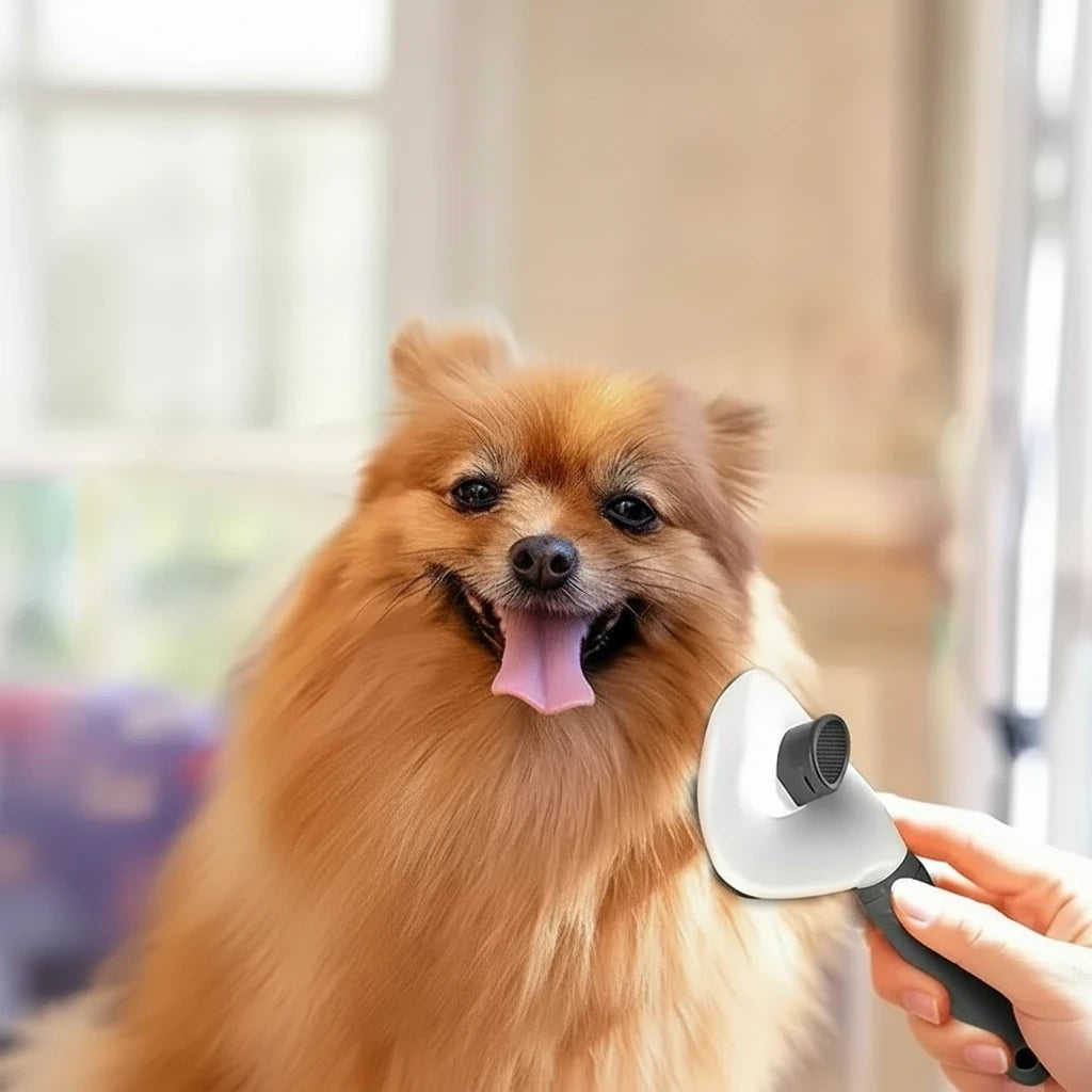 Brosse auto-nettoyante pour chien et chat à bouton unique Auralis