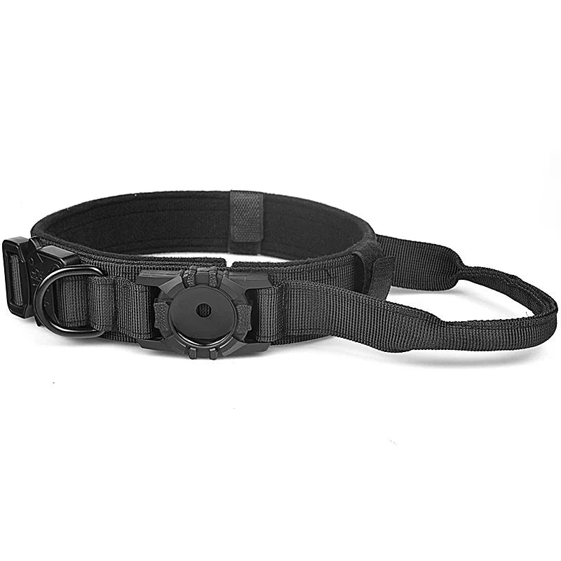 Tactical AirTag Dog Collar, with AirTag Holder and Handle Military Dog Metal Buckle Adjustable GPS Collar for Medium Large Dogs Auralis