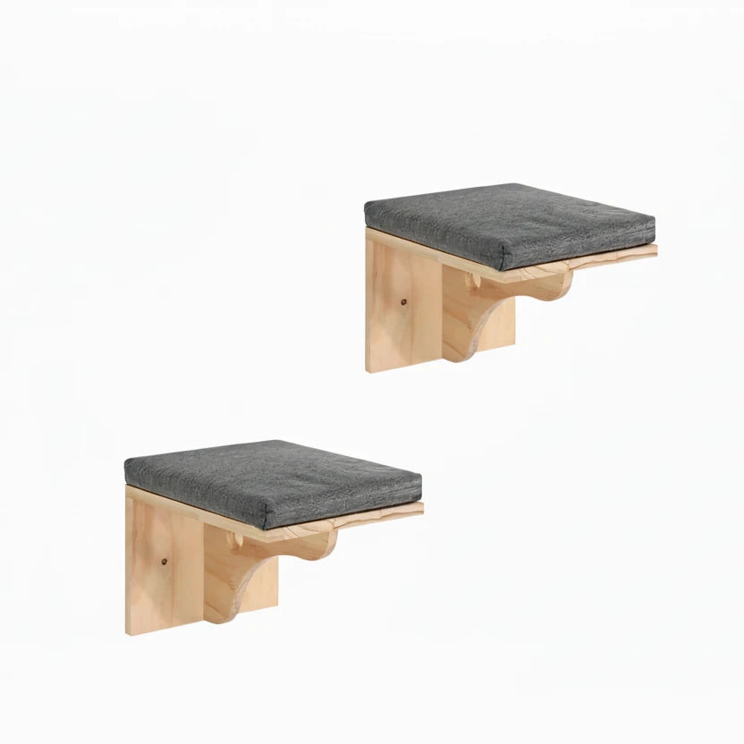 Wall Mounted Cat Tree Wooden Shelves Scratching Posts Climbing Cat tower Hammock With Solid Floating Perches Steps and Ladder Auralis