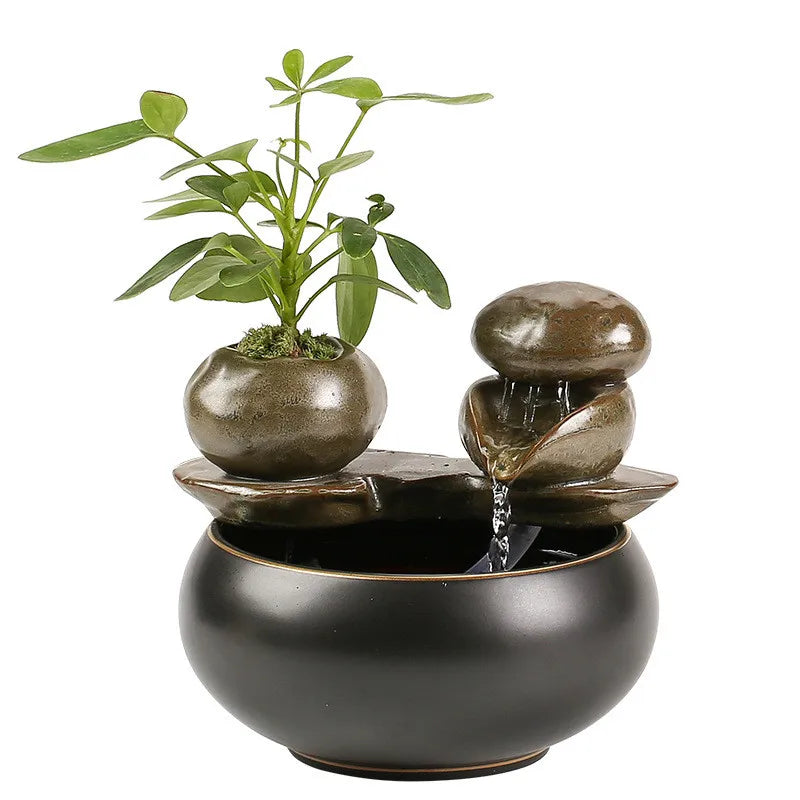 Ceramic Cat Water Fountain Indoor Decor Zen Drinker For Cat Desktop Waterfall Dog Waterer Fish Tank Landscape Decor Pet Fountain Auralis