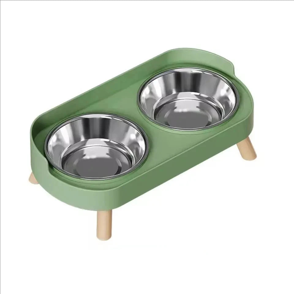 Dopamine Colorful Elevated Pet Feeder: Dual Stainless Steel Bowls with Neck Support - Fashion Food & Water Station for Pets Auralis