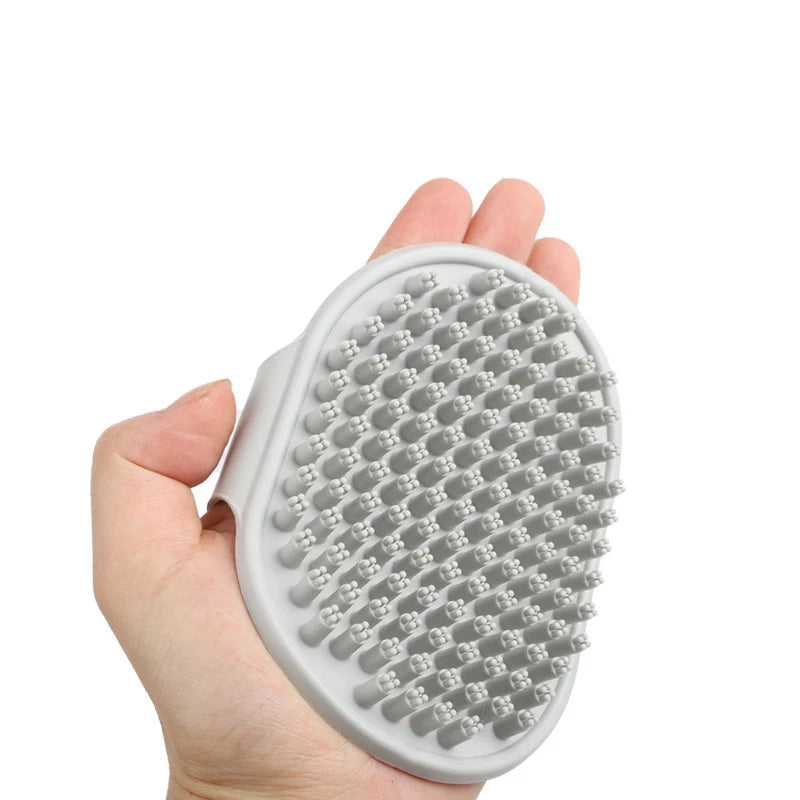 Cat Grooming Comb Dog Bath Brush Pet Grooming Shedding Soothing Massage Rubber Bristles Comb with Adjustable Ring Handle Auralis