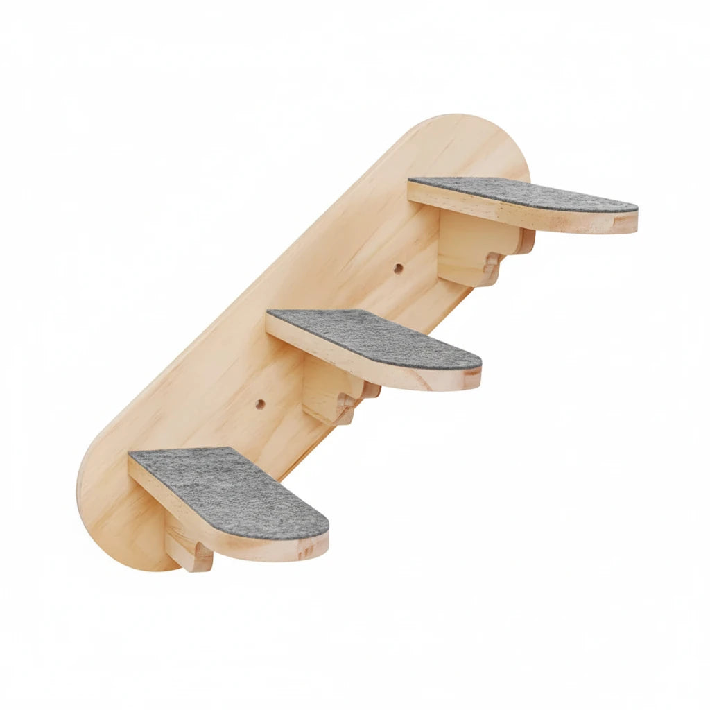 Wall Mounted Cat Tree Wooden Shelves Scratching Posts Climbing Cat tower Hammock With Solid Floating Perches Steps and Ladder Auralis