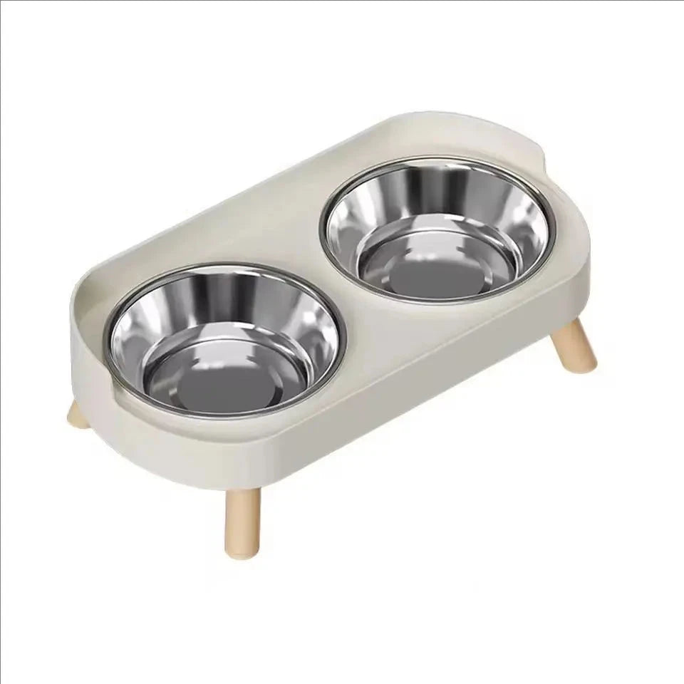 Dopamine Colorful Elevated Pet Feeder: Dual Stainless Steel Bowls with Neck Support - Fashion Food & Water Station for Pets Auralis